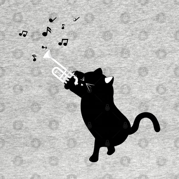 Black cat playing trumpet by AnnArtshock